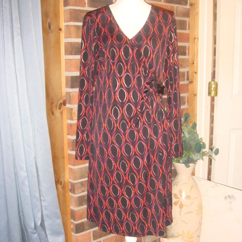 NY Collection Faux Wrap Buckled Dress XL